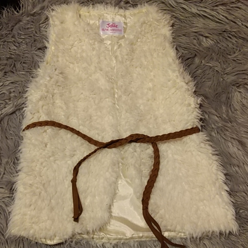 *3 for $15*Justice Faux Fur Belted Vest size 12/14